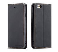 QLTYPRI Case for iPhone 7/8/SE 2020/SE 2022 5G, Premium PU Leather Cover TPU Bumper Card Holder Kickstand Hidden Magnetic Adsorption Flip Wallet Case Cover for iPhone SE 2022/SE 2020/8/7 - Black