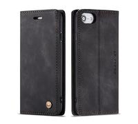 QLTYPRI Case for iPhone 7/8/SE 2020/SE 2022 5G, Vintage PU Leather Wallet Case Card Slot Kickstand Magnetic Closure Shockproof Flip Folio Case Cover for iPhone SE 2022/SE 2020/8/7 - Black