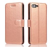 QLTYPRI Case for iPhone 7 Plus 8 Plus, Premium PU Leather Simple Wallet Case with Card Slots Kickstand Magnetic Closure Shockproof Flip Cover - Rose Gold