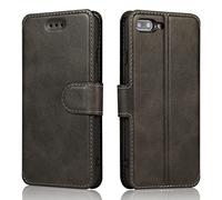 QLTYPRI Case for iPhone 7 Plus 8 Plus, Premium PU Leather Simple Wallet Case with Card Slots Kickstand Magnetic Closure Shockproof Flip Cover - Black