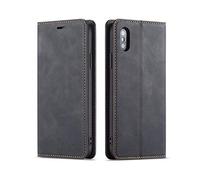 QLTYPRI Case for iPhone XS Max, Premium PU Leather Cover TPU Bumper with Card Holder Kickstand Hidden Magnetic Adsorption Flip Wallet Case Cover for iPhone XS Max - Black