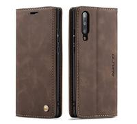 QLTYPRI Case for Samsung Galaxy A50, Vintage PU Leather Wallet Case Card Slot Kickstand Magnetic Closure Shockproof Flip Folio Case Cover for Samsung Galaxy A30S A50 A50S - Coffee Brown