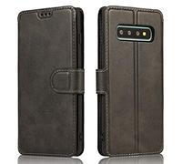 QLTYPRI Case for Samsung Galaxy S10 Plus, Premium PU Leather Simple Wallet Case with Card Slots Kickstand Magnetic Closure Shockproof Flip Cover for Samsung Galaxy S10 Plus - Black