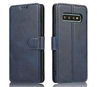 QLTYPRI Case for Samsung Galaxy S10, Premium PU Leather Simple Wallet Case with Card Slots Kickstand Magnetic Closure Shockproof Flip Cover for Samsung Galaxy S10 - Blue