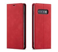 QLTYPRI Case for Samsung Galaxy S10e, Premium PU Leather Cover TPU Bumper with Card Holder Kickstand Hidden Magnetic Adsorption Flip Wallet Case Cover for Samsung Galaxy S10e - Red