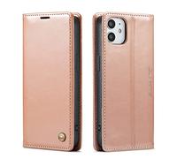 QLTYPRI Compatible with iPhone 12 Mini, Vintage PU Leather Wallet Case Card Slot Kickstand Magnetic Closure Shockproof Flip Folio Book Case Compatible with iPhone 12 Mini - Rose Gold