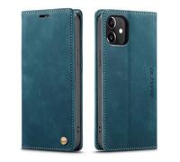 QLTYPRI Compatible with iPhone 12 Mini, Vintage PU Leather Wallet Case Card Slot Kickstand Magnetic Closure Shockproof Flip Folio Book Case Compatible with iPhone 12 Mini - Blue