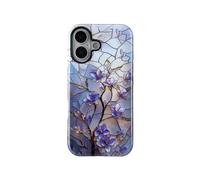 QLTYPRI Flower Case for iPhone 16, Aesthetic Cute Floral Phone Case for Girls Women, Protective Hybrid 2-Layer Hard Shell Silicone Cover Durable Shockproof Phone Cover - Vintage Magnolia