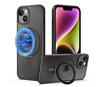 QLTYPRI Magnetic Case for iPhone 13 Case/iPhone 14 Case Compatible with MagSafe with Invisible Kickstand, Slim Translucent Matte Shockproof Protective Phone Case Cover for iPhone 13/14 - Black