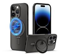 QLTYPRI Magnetic Case for iPhone 13 Pro Max Case Compatible with MagSafe with Invisible Kickstand, Slim Translucent Matte Shockproof Protective Phone Case Cover for iPhone 13 Pro Max - Black