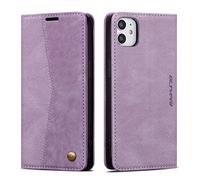 QLTYPRI Wallet Case for iPhone 11, Vintage PU Leather Folio Case with Card Slots Kickstand Magnetic Closure Shockproof Flip Phone Cover for iPhone 11 (6.1 inch) - Purple