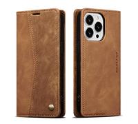 QLTYPRI Wallet Case for iPhone 15 Pro Max 6.7 inch, Vintage PU Leather Folio Case with Card Slots Kickstand Magnetic Closure Shockproof Flip Phone Cover for iPhone 15 Pro Max - Brown