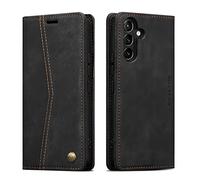QLTYPRI Wallet Case for Samsung Galaxy A14 4G/5G, Vintage PU Leather Folio Case with Card Slots Kickstand Magnetic Closure Shockproof Flip Phone Cover for Samsung Galaxy A14 4G/5G - Retro Black