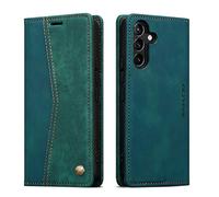 QLTYPRI Wallet Case for Samsung Galaxy A17 5G, Vintage PU Leather Folio Case with Card Slots Kickstand Magnetic Closure Shockproof Flip Phone Cover for Samsung A17 5G - Green