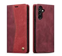 QLTYPRI Wallet Case for Samsung Galaxy A56 5G, Vintage PU Leather Folio Case with Card Slots Kickstand Magnetic Closure Shockproof Flip Phone Cover for Samsung A56 5G - Wine Red