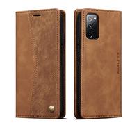 QLTYPRI Wallet Case for Samsung Galaxy S20 FE, Vintage PU Leather Folio Case with Card Slots Kickstand Magnetic Closure Shockproof Flip Phone Cover for Samsung Galaxy S20 FE - Retro Brown