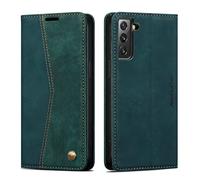 QLTYPRI Wallet Case for Samsung Galaxy S21 FE, Vintage PU Leather Folio Case with Card Slots Kickstand Magnetic Closure Shockproof Flip Phone Cover for Samsung Galaxy S21 FE 5G - Green