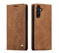QLTYPRI Wallet Case for Samsung Galaxy S24 Plus 5G, Vintage PU Leather Folio Case with Card Slots Kickstand Magnetic Closure Shockproof Flip Phone Cover for Samsung Galaxy S24 Plus 5G - Retro Brown