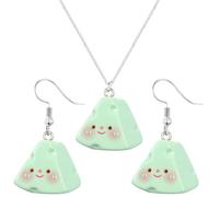 QLUYCKW 3D Simulated Food Cheese Earings Pendant Necklace Suit for Women Cute Funny Acrylic Yellow Biscuit Cheesecake Lightweight Dangle Earings Jewellery Set Gifts for Birthday Party Halloween, M