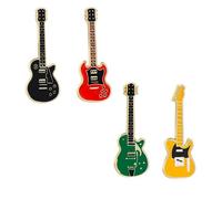 QLUYCKW 4 PCS Guitar Enamel Pin Brooch for Women Men Shining Colorful Music Violin Notes Brooch Rock Funny Cartoon Lapel Pins Badges Clothing Accessories, M, Alloy Steel, no gemstone