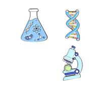 QLUYCKW 4PCS Science DNA Biological Brooches for Women Men Cute Enamel Cartoon Scientist Microscope Beaker Chemical Molecular DNA Biological Brooch Medical Chemistry Laboratory Accessories, M, Alloy