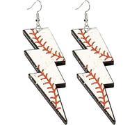QLUYCKW 70s 80s Wooden Sports Earrings Lightweight Basketball Football Rugby Sport Earrings Funny Baseball Lightning Wooden Dangle Drop Earrings for Women Mom Baseball Fan Gift Sports, Wood, No