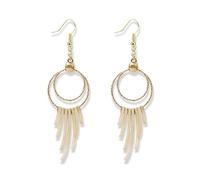 QLUYCKW Basic Fringe Linear Drop Earrings Metal Chain Tassel Dangling Circled Geometric Shape Tassel Earrings for Women, Zinc, No Gemstone