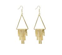 QLUYCKW Basic Fringe Linear Drop Earrings Metal Chain Tassel Dangling Circled Geometric Shape Tassel Earrings for Women, Zinc, No Gemstone