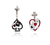 QLUYCKW Bohemian Funny Red-Black Playing Card Earrings for Women Unique Asymmetric Long Poker hearts and spades A Ace Playing Cards Dangle Drop Stud Earrings Charms Fashion Leisure Casino Games Style