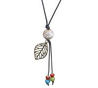 QLUYCKW Boho Colorful Ceramic Beads Leaf Lariat Long Necklace for Women Bohemian Ethnic Style Lucky Ceramic Beads Strand Necklace Hippie Vintage Summer Statement Jewelry Gift, Ceramics, No Gemstone