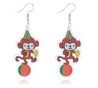 QLUYCKW Carnival Earrings Funny Acrylic Cartoon Circus Carrousel Tiger Monkey Elephant Clown Lightweight Dangle Earrings Mardi Gras Cosplay Party Jewelry for Women, M, Acrylic, No Gemstone