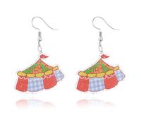 QLUYCKW Carnival Earrings Funny Acrylic Cartoon Circus Carrousel Tiger Monkey Elephant Clown Lightweight Dangle Earrings Mardi Gras Cosplay Party Jewelry for Women, M, Acrylic, No Gemstone