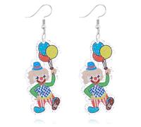 QLUYCKW Carnival Earrings Funny Acrylic Cartoon Circus Carrousel Tiger Monkey Elephant Clown Lightweight Dangle Earrings Mardi Gras Cosplay Party Jewelry for Women, M, Acrylic, No Gemstone