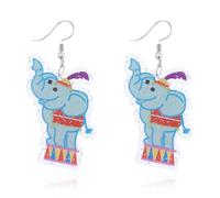 QLUYCKW Carnival Earrings Funny Acrylic Cartoon Circus Carrousel Tiger Monkey Elephant Clown Lightweight Dangle Earrings Mardi Gras Cosplay Party Jewelry for Women, M, Acrylic, No Gemstone