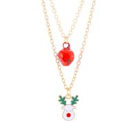 QLUYCKW Christmas Jingling Bell Necklace Elegant Red Green Jingle Bell Reindeer Santa Claus Tree Gloves Wreaths Gold Pendant Necklace Chain X-Mas Holiday Jewelry for Women, M, Zinc, No Gemstone