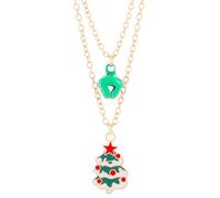 QLUYCKW Christmas Jingling Bell Necklace Elegant Red Green Jingle Bell Reindeer Santa Claus Tree Gloves Wreaths Gold Pendant Necklace Chain X-Mas Holiday Jewelry for Women, M, Zinc, No Gemstone