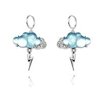 QLUYCKW Cloud Lightning Earrings Sparkly Large 3D Weather Dangle Drop Earrings Cute Quirky Fun Colorful Silver Llightning Gift Halloween Jewelry for Women, M, Alloy Steel, No Gemstone
