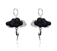 QLUYCKW Cloud Lightning Earrings Sparkly Large 3D Weather Dangle Drop Earrings Cute Quirky Fun Colorful Silver Llightning Gift Halloween Jewelry for Women, M, Alloy Steel, No Gemstone