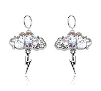 QLUYCKW Cloud Lightning Earrings Sparkly Large 3D Weather Dangle Drop Earrings Cute Quirky Fun Colorful Silver Llightning Gift Halloween Jewelry for Women, M, Alloy Steel, No Gemstone