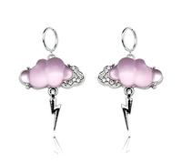 QLUYCKW Cloud Lightning Earrings Sparkly Large 3D Weather Dangle Drop Earrings Cute Quirky Fun Colorful Silver Llightning Gift Halloween Jewelry for Women, M, Alloy Steel, No Gemstone