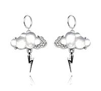 QLUYCKW Cloud Lightning Earrings Sparkly Large 3D Weather Dangle Drop Earrings Cute Quirky Fun Colorful Silver Llightning Gift Halloween Jewelry for Women, M, Alloy Steel, No Gemstone