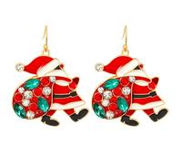 QLUYCKW Crystal Christmas Earrings Cute Handmade Sparkly Snowflake Snowman Red Green Tree Star Statement Dangle Drop Earrings Winter Holiday Jewelry for Women Xmas, M, Zinc, crystal