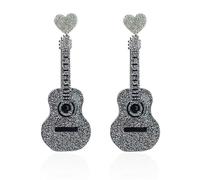 QLUYCKW Glitter Guitar Earrings Acrylic Colorful Guitar Heart Dangle Earrings with Renaissance Music Drop Earring Retro Punk Music Rock Band Jewelry for Women Girl, Acrylic, No Gemstone