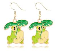 QLUYCKW Green Frog Earrings Unique Guitar Lotus Leaf Frog Cute Animal Dangle Drop Earrings Cartoon Alloy Dripping Oil Simulation Frog Jewelry for Women, Zinc, No Gemstone