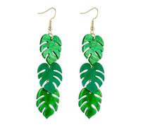 QLUYCKW Green Palm Leaf Dangle Earrings for Women Nature Lover Unique Acrylic Tropical Green Plant Hollow Leaf Lightweight Earrings Festival Ornament Jewelry Gifts, M, Acrylic, No Gemstone