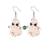 QLUYCKW Halloween Ghost Earrings for Women Pumpkin Corn Skull Tiny Glow In The Dark Spooky Charm Pendant Earrings Goth Scary Party Halloween Theme Jewelry, Resin, No Gemstone