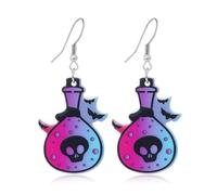 QLUYCKW Halloween Nightmare Earrings for Women Funny Acrylic Voodoo Doll Coffin Poison Screaming Ghost Spooky Dangle Earrings Costume Halloween Cosplay Decoration Accessories Goth Wiccan Jewelry Witch