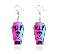 QLUYCKW Halloween Nightmare Earrings for Women Funny Acrylic Voodoo Doll Coffin Poison Screaming Ghost Spooky Dangle Earrings Costume Halloween Cosplay Decoration Accessories Goth Wiccan Jewelry Witch