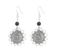 QLUYCKW Handmade Spiral Maze Earrings for Women Geometric Square Irregular Wave Dangle Drop Earrings Boho Retro Circle Metal Wave Thread Ethnic Sculpted Jewelry, M, Alloy Steel, No Gemstone