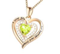QLUYCKW I Love You Heart Pendant Necklace Unique Sterling Silver Rhinestone Mixed Color Crystal Double Love Lucky Lightweight Pendant Necklace Valentine's Day Mother's Day